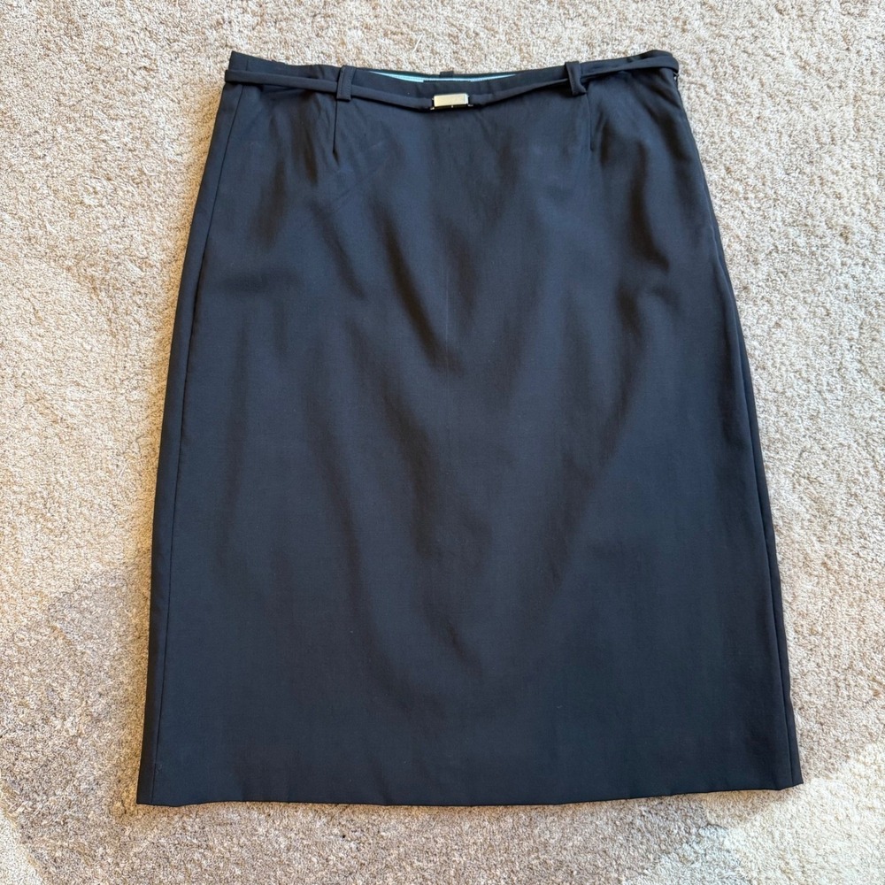 J.Crew Womens Black Belted Pencil Skirt Knee Length Office Career Wear Size 8